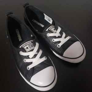 CONVERSE CHUCK TAYLOR BALLET SLIP LEATHER BLACK  SIZE.7